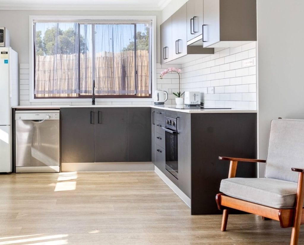 modern kitchen interior in a custom-built granny flat in Wollongong