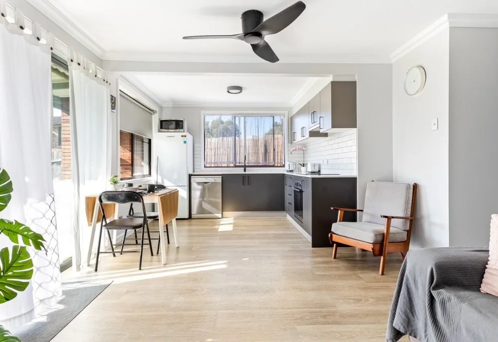 Modern kitchen interior in a custom-built granny flat by expert granny flat builders Wollongong
